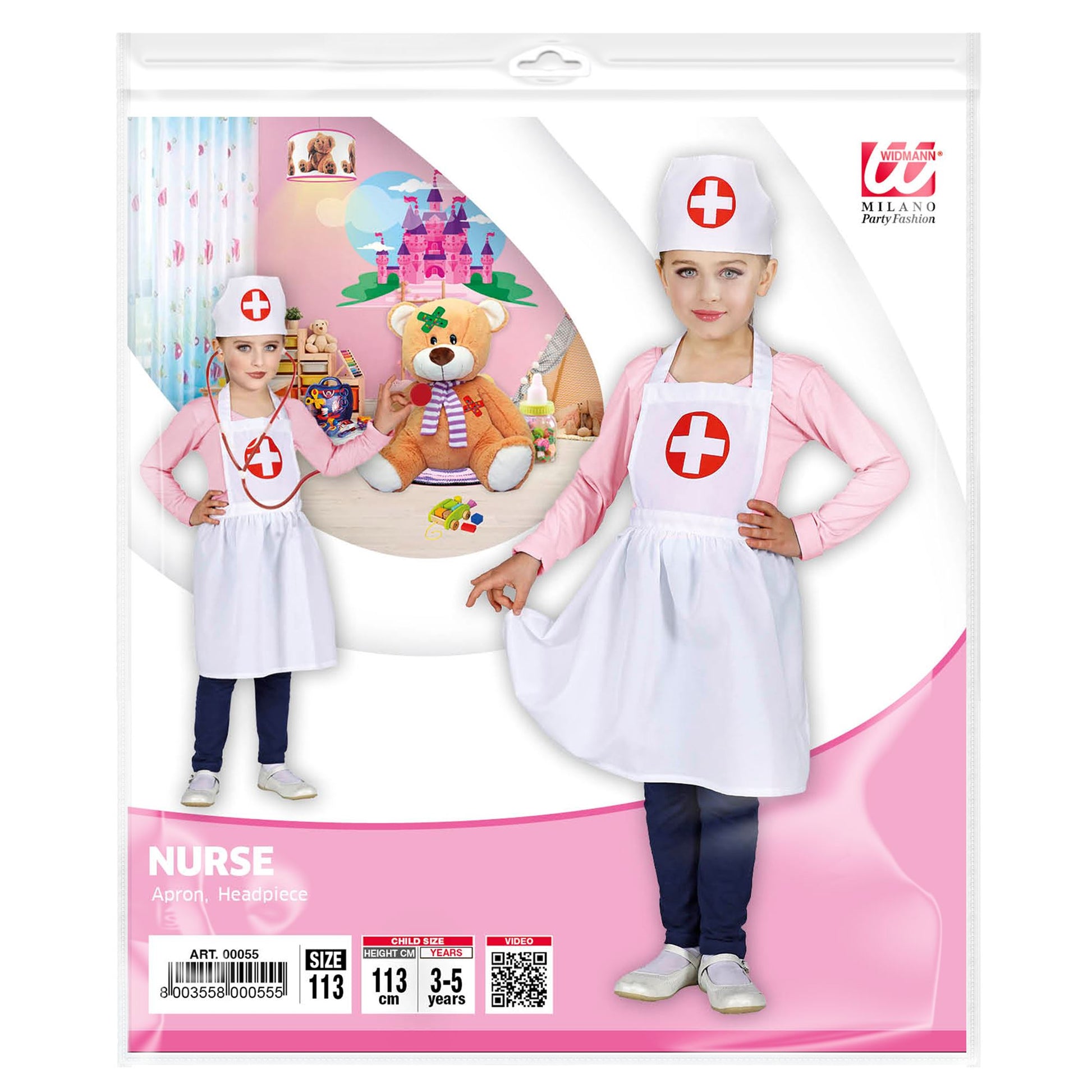 "KRANKENSCHWESTER" (Schürze, Haube) Kindergröße 113 cm - 3-5 Jahre – Detailansicht