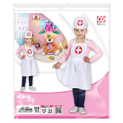 "KRANKENSCHWESTER" (Schürze, Haube) Kindergröße 113 cm - 3-5 Jahre – Detailansicht