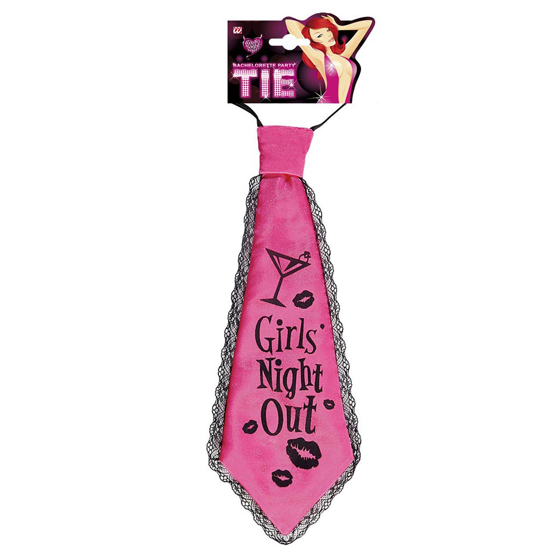 "KRAWATTE GIRLS NIGHT OUT" aus Satin mit Rand aus Spitze – Detailansicht