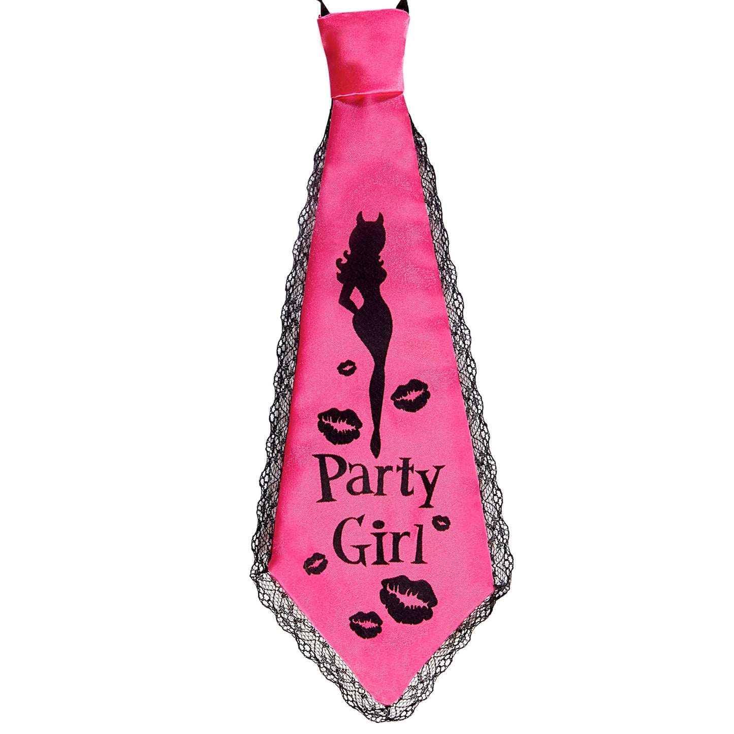 "KRAWATTE PARTY GIRL" aus Satin mit Rand aus Spitze – Vorderansicht