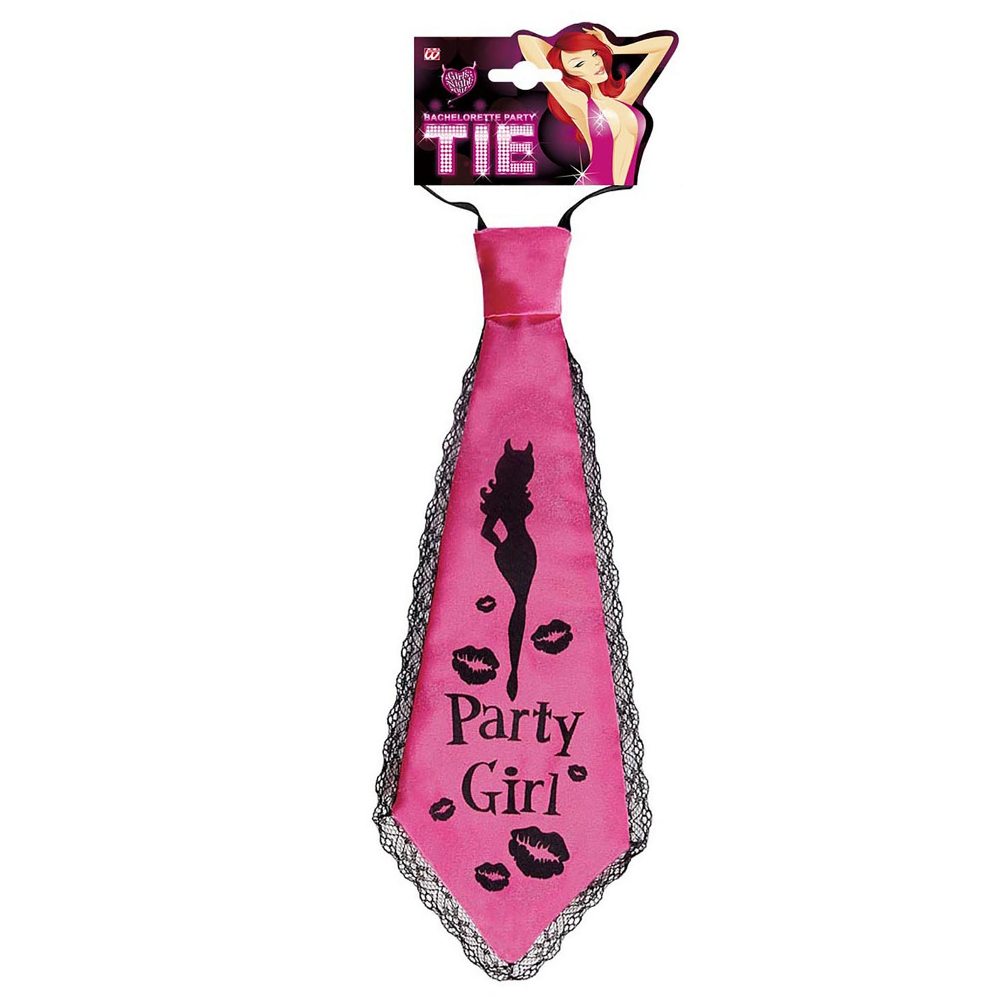"KRAWATTE PARTY GIRL" aus Satin mit Rand aus Spitze – Detailansicht