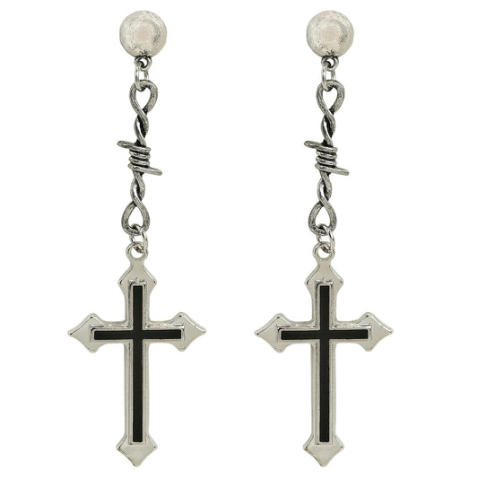 "KREUZ OHRRINGE SCHWARZ" – Vorderansicht