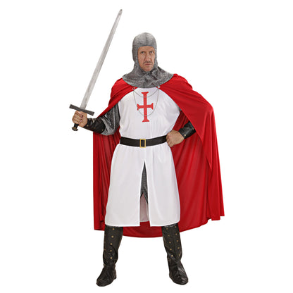 "KREUZRITTER" (langer Kasack, Hose, Gürtel, Armbänder, Helm, Stiefelüberzieher, Umhang) – Detailansicht