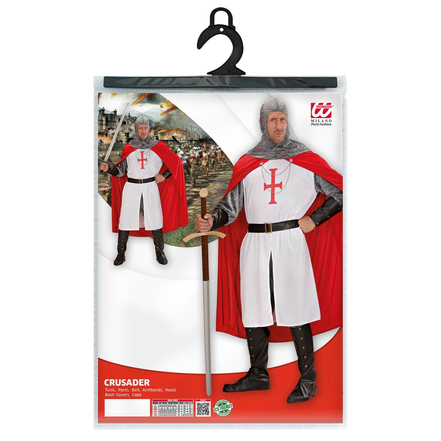 "KREUZRITTER" (langer Kasack, Hose, Gürtel, Armbänder, Helm, Stiefelüberzieher, Umhang) – Ansicht 4