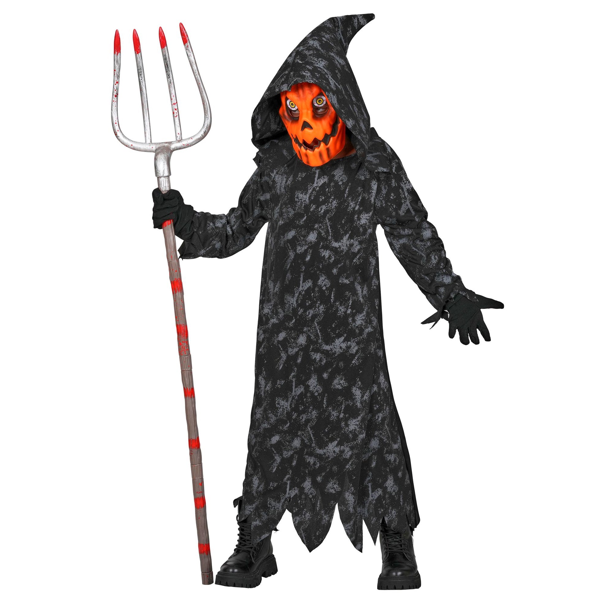"KÜRBIS SENSEMANN" (Robe mit Kapuze, Maske) – Vorderansicht