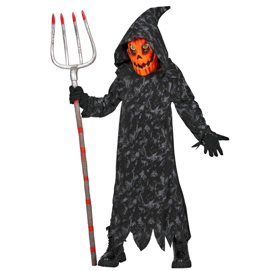 "KÜRBIS SENSEMANN" (Robe mit Kapuze, Maske) – Vorderansicht