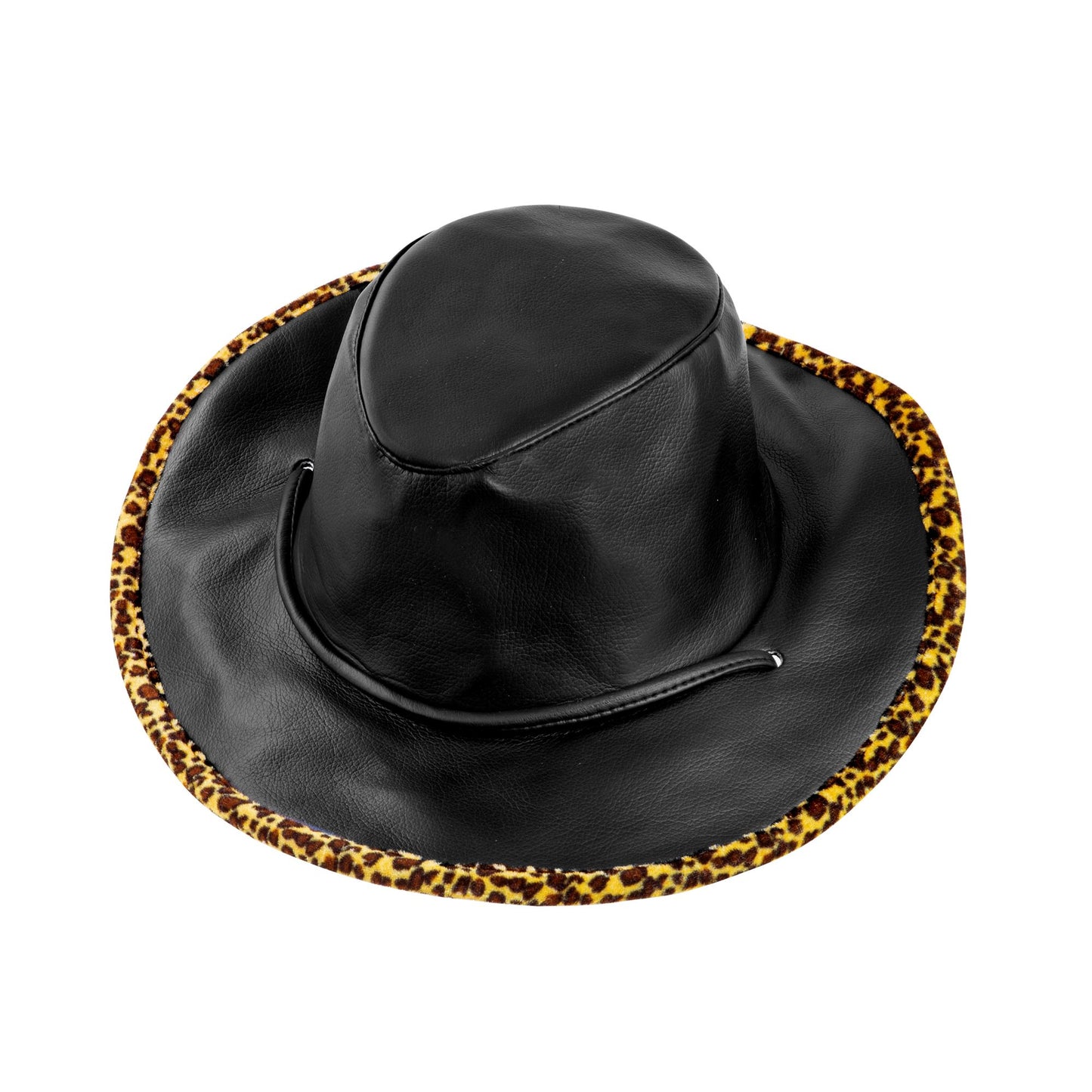 "KUNSTLEDER COWBOY HUT MIT LEOPARDENVERZIERUNG" – Vorderansicht