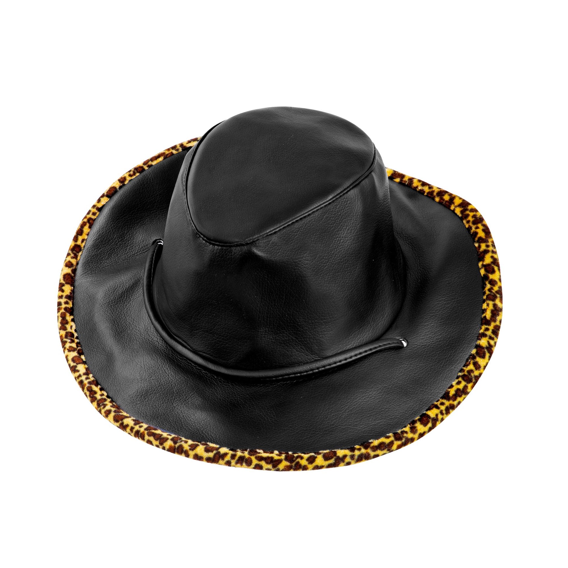 "KUNSTLEDER COWBOY HUT MIT LEOPARDENVERZIERUNG" – Vorderansicht