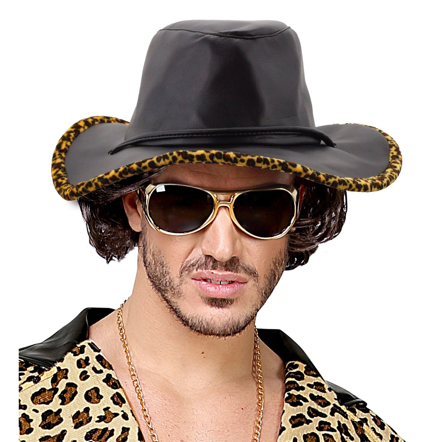 "KUNSTLEDER COWBOY HUT MIT LEOPARDENVERZIERUNG" – Ansicht 3