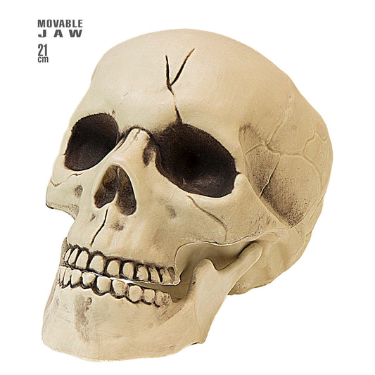 "KUNSTSTOFF TOTENKOPF MIT BEWEGLICHEM GEBISS" 21 cm – Vorderansicht
