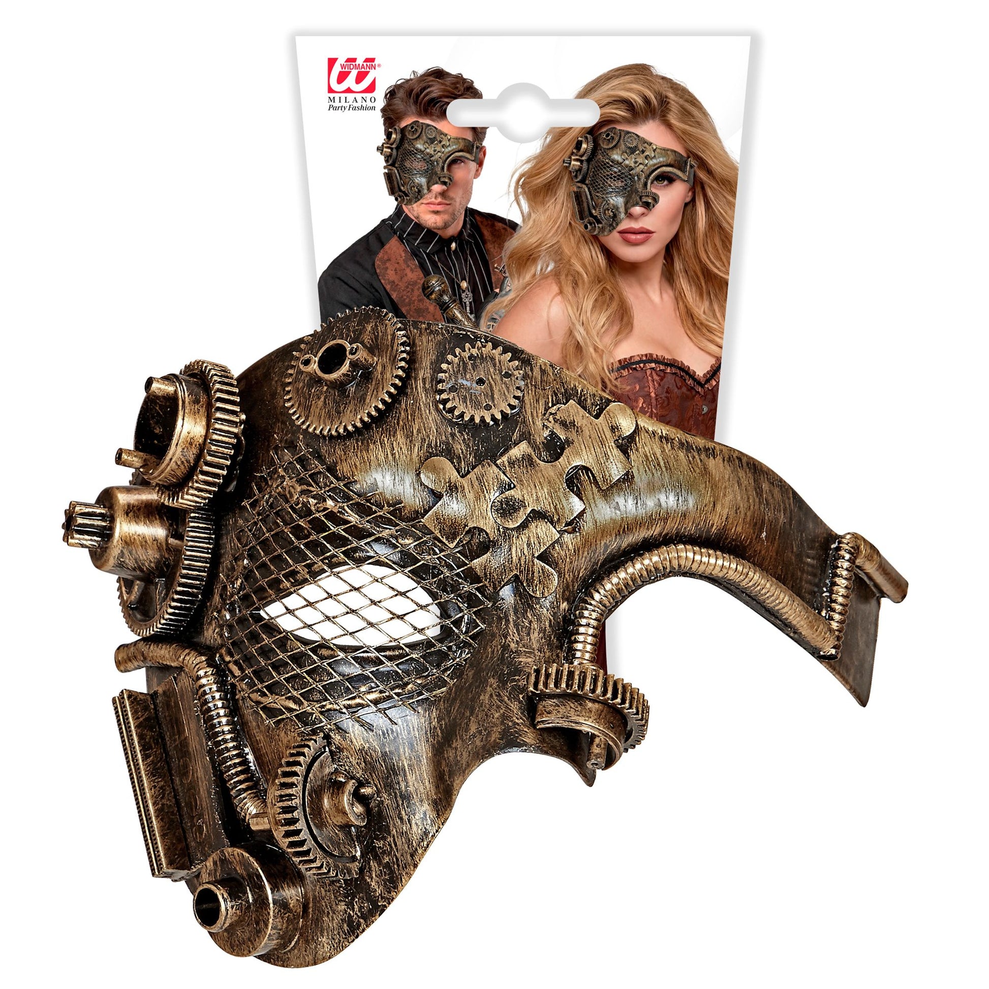 "KUPFERFARBENE STEAMPUNK HALBMASKE" – Detailansicht