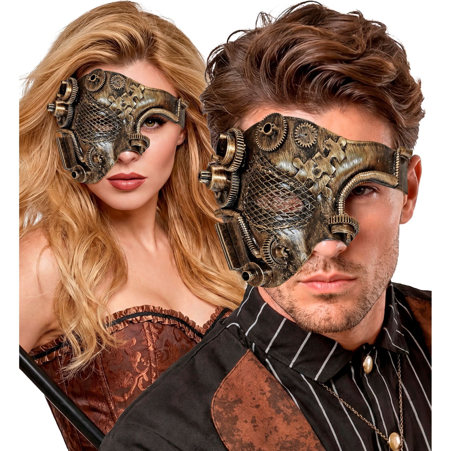 "KUPFERFARBENE STEAMPUNK HALBMASKE" – Ansicht 3