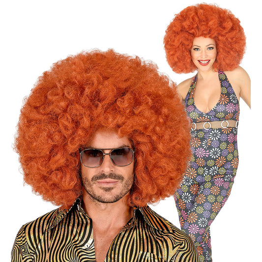 "KUPFERFARBENE ÜBERGROSSE AFRO PERÜCKE" in Box – Vorderansicht