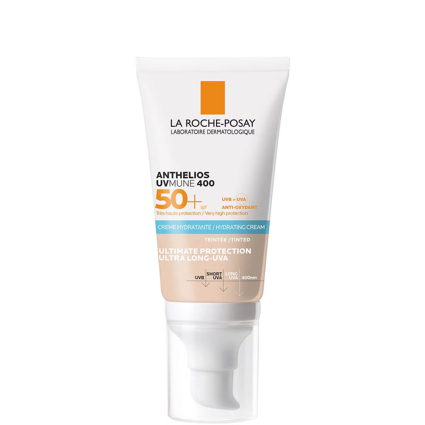 La Roche-Posay La Roche-Posay, Anthelios UVMune 400, Parfümfrei, Feuchtigkeitsspendend, Getönte Feuchtigkeitscreme, SPF 50+, 