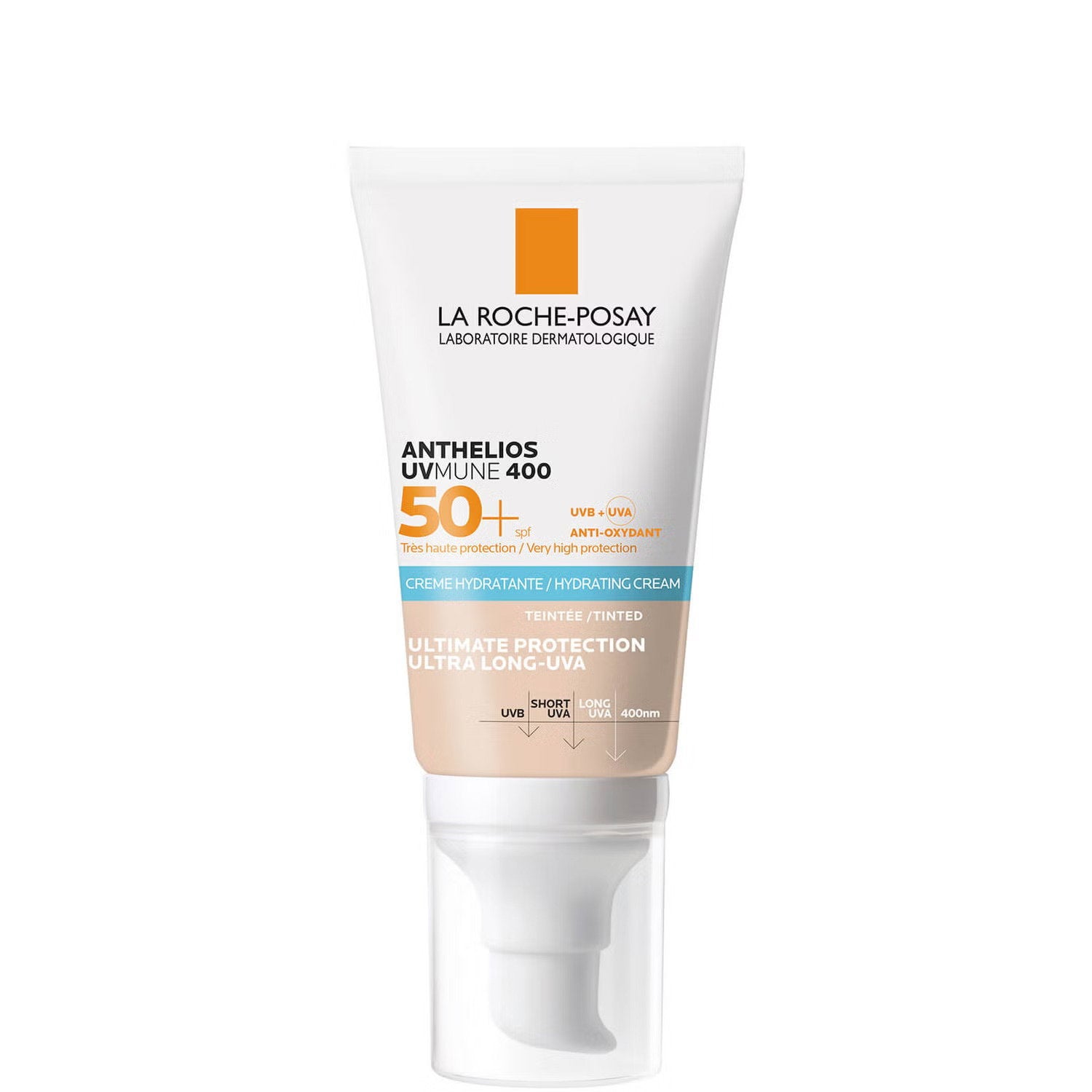 La Roche-Posay La Roche-Posay, Anthelios UVMune 400, Parfümfrei, Feuchtigkeitsspendend, Getönte Feuchtigkeitscreme, SPF 50+, 