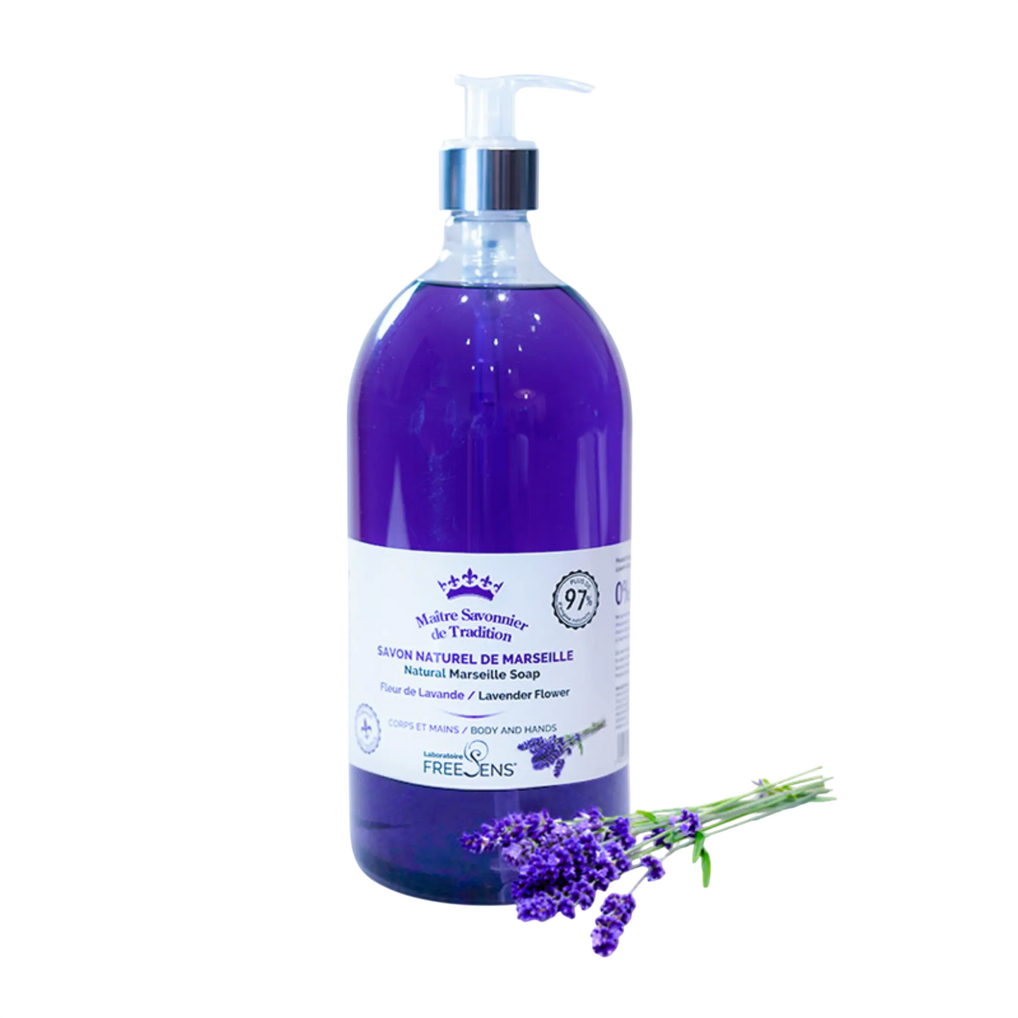 Laboratoire Freesens, Freesens, Lavendel, Sanfte Reinigung, Flüssigseife, Für Hände & Körper, 1000 ml
