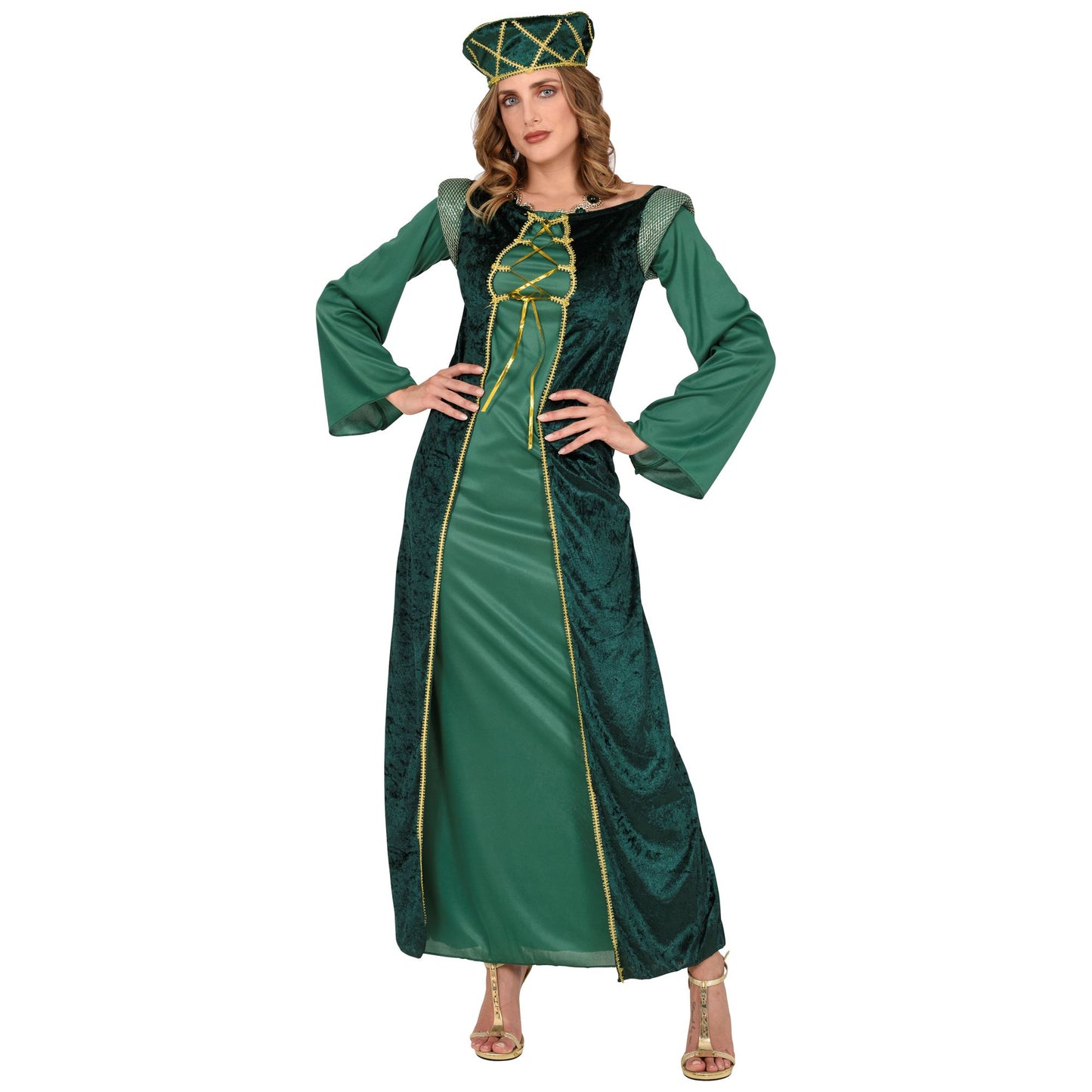 "LADY ELEONORE" (Kleid, Hut) – Vorderansicht