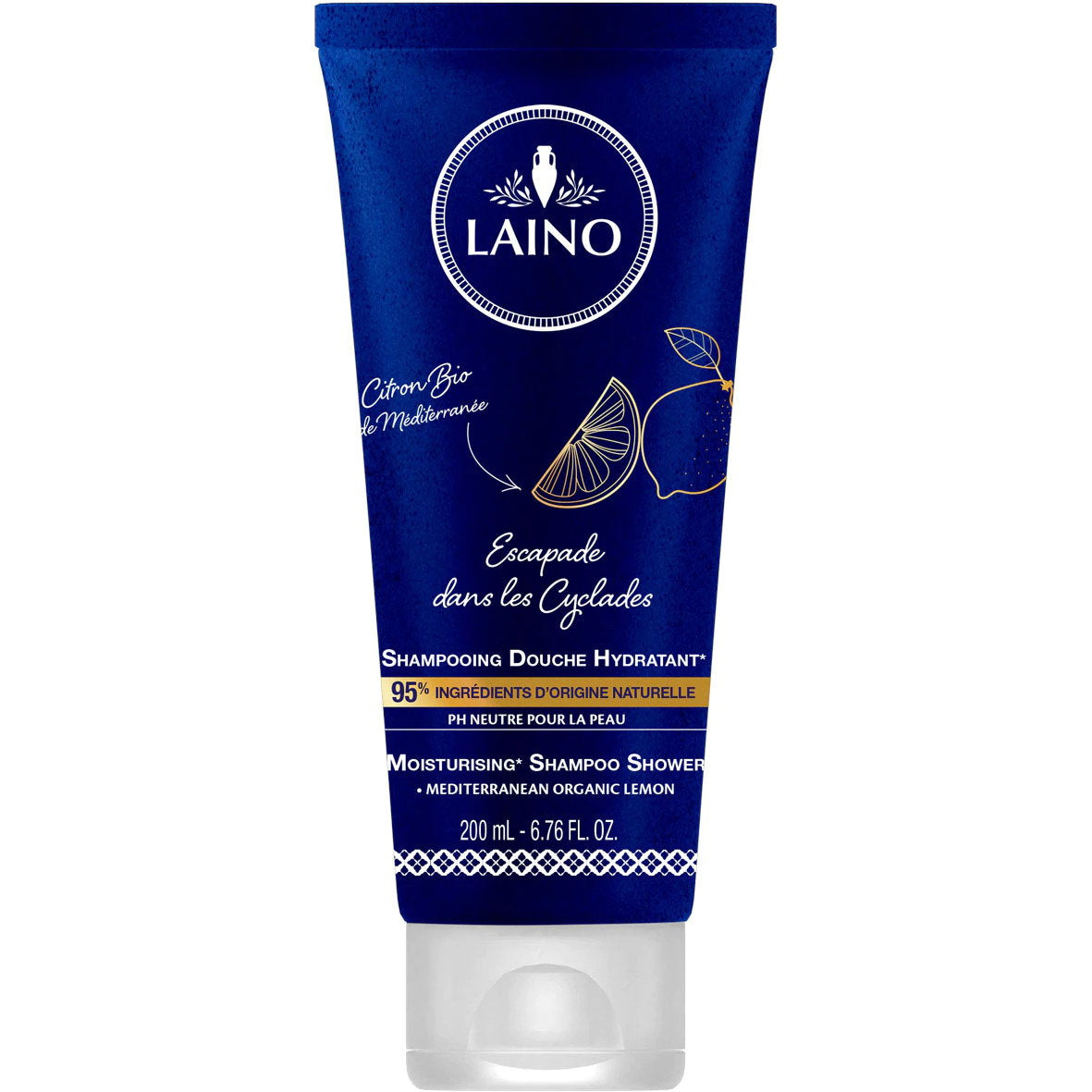 Laino, Cyclades, Zitrus, Haarshampoo, Spülung & Duschgel 3-in-1, Zur Hydratation, 200 ml