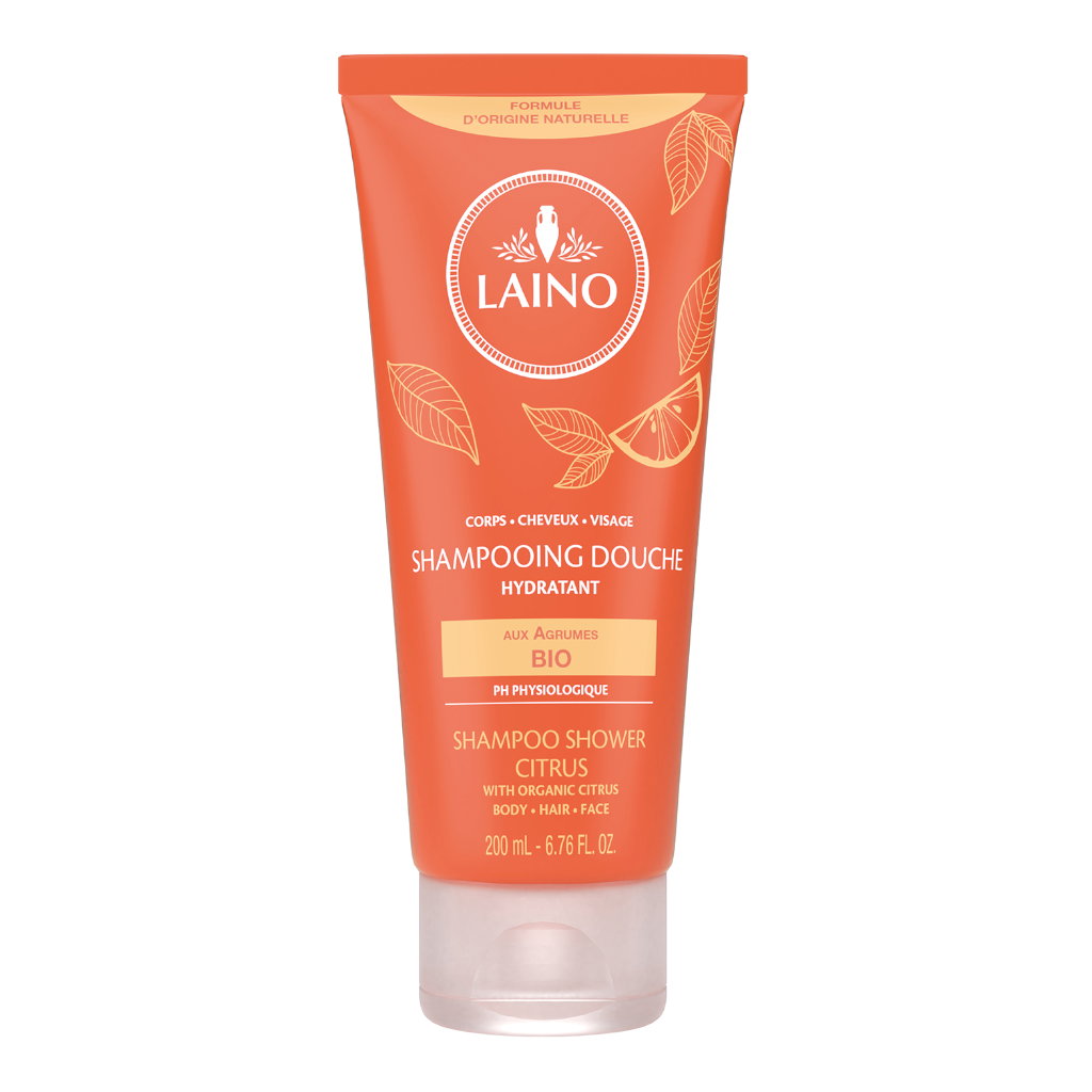 Laino, Laino, Zitrus, Haarshampoo, Spülung & Duschgel 3-in-1, Zur Hydratation, 200 ml