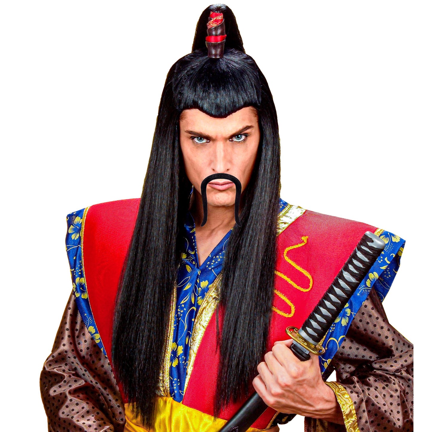 "LANGE PERÜCKE SAMURAI" in Box – Vorderansicht