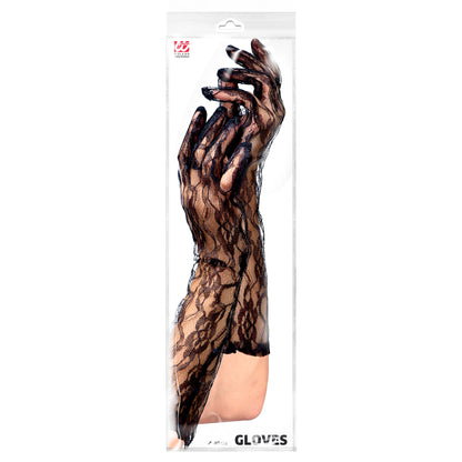 "LANGE SCHWARZE HANDSCHUHE AUS SPITZE - 40 cm" – Detailansicht