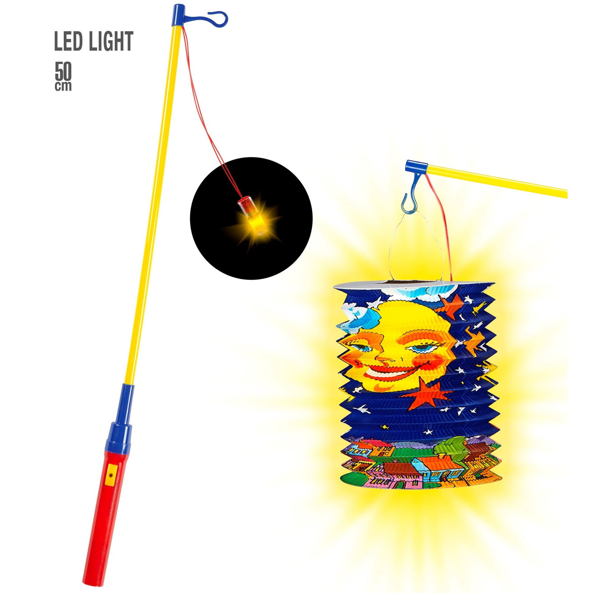 "LATERNENHALTER MIT LED-LICHT" 50 cm – Vorderansicht