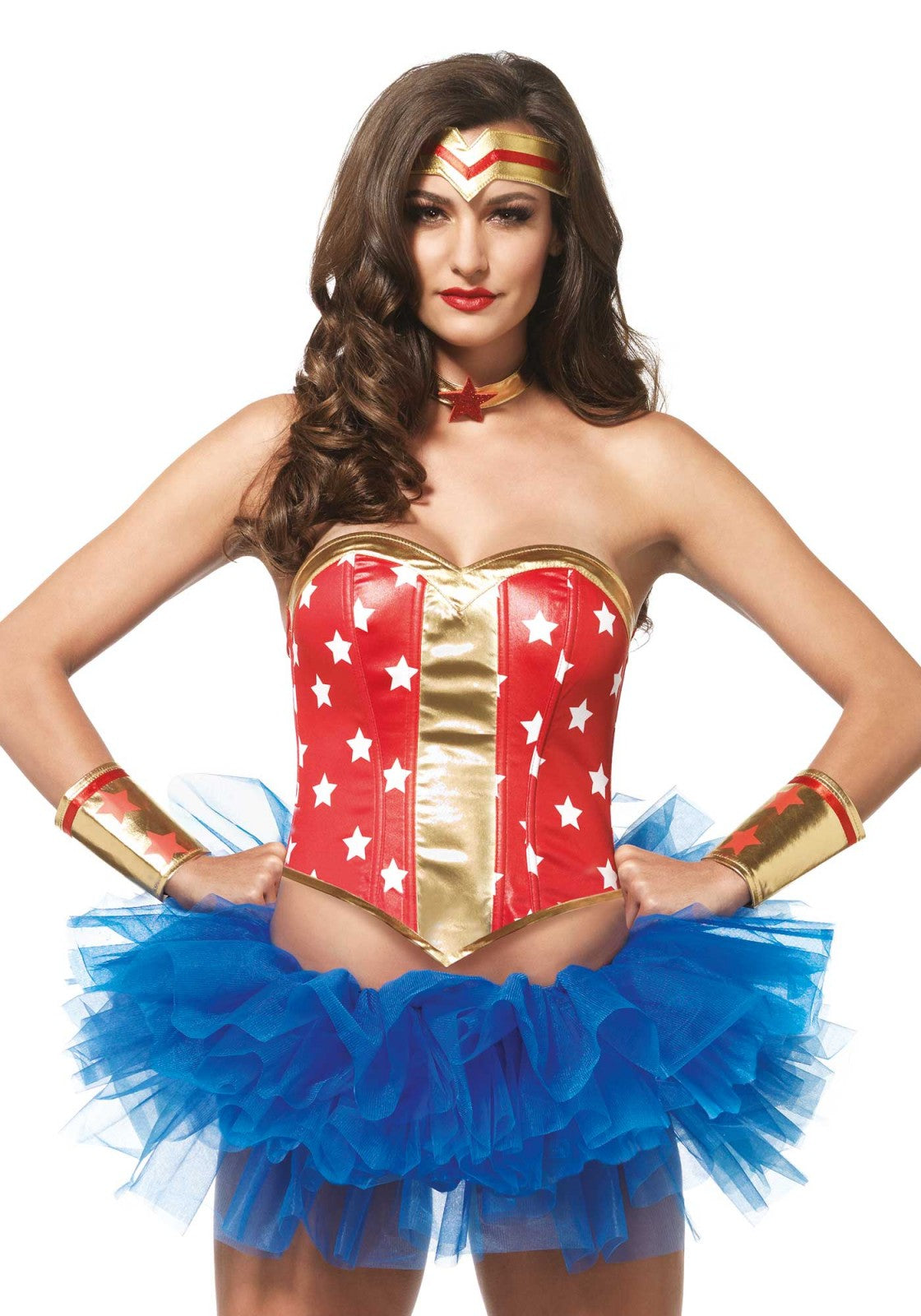 Leg Avenue Super Star Hero 4-Teiliges Kostümset – Metallic Stern Print - Fasnacht24.ch