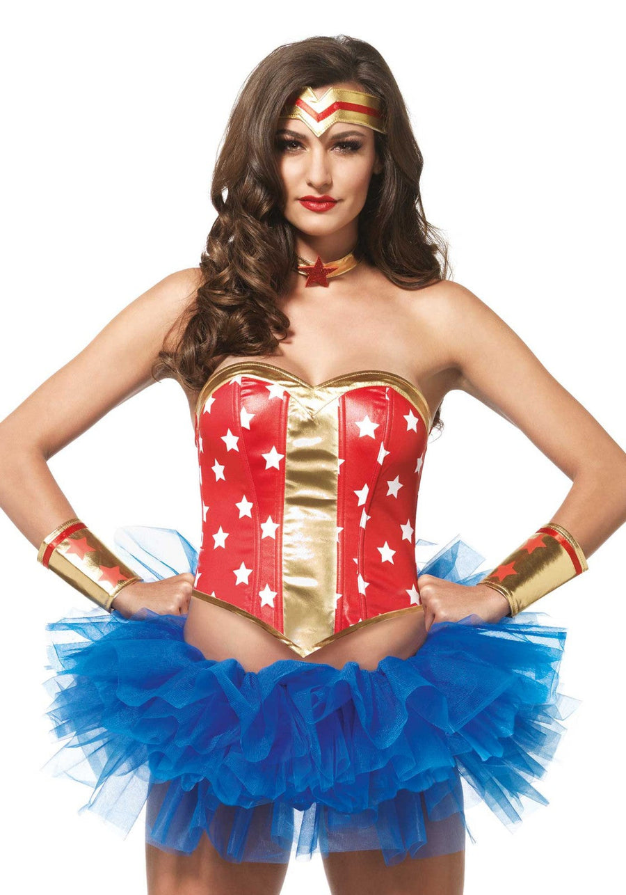 Leg Avenue Super Star Hero 4-Teiliges Kostümset mit Metallic Stern Print Fasnacht24.ch