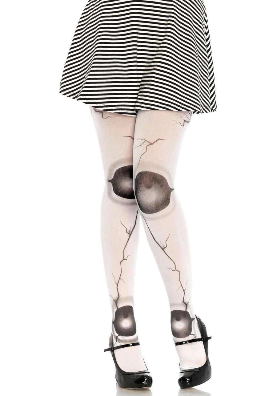 Leg Avenue Gothic Doll Strumpfhose – Weiss/Schwarz Einheitsgrösse - Fasnacht24.ch