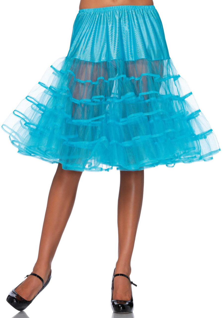 Leg Avenue langer Petticoat mit Seidenborte in Türkis aus Nylon Tüll