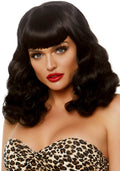 Leg Avenue Retro Bob Perücke – Schwarzer Lockiger Stil, UV-Reaktiv – Produktansicht