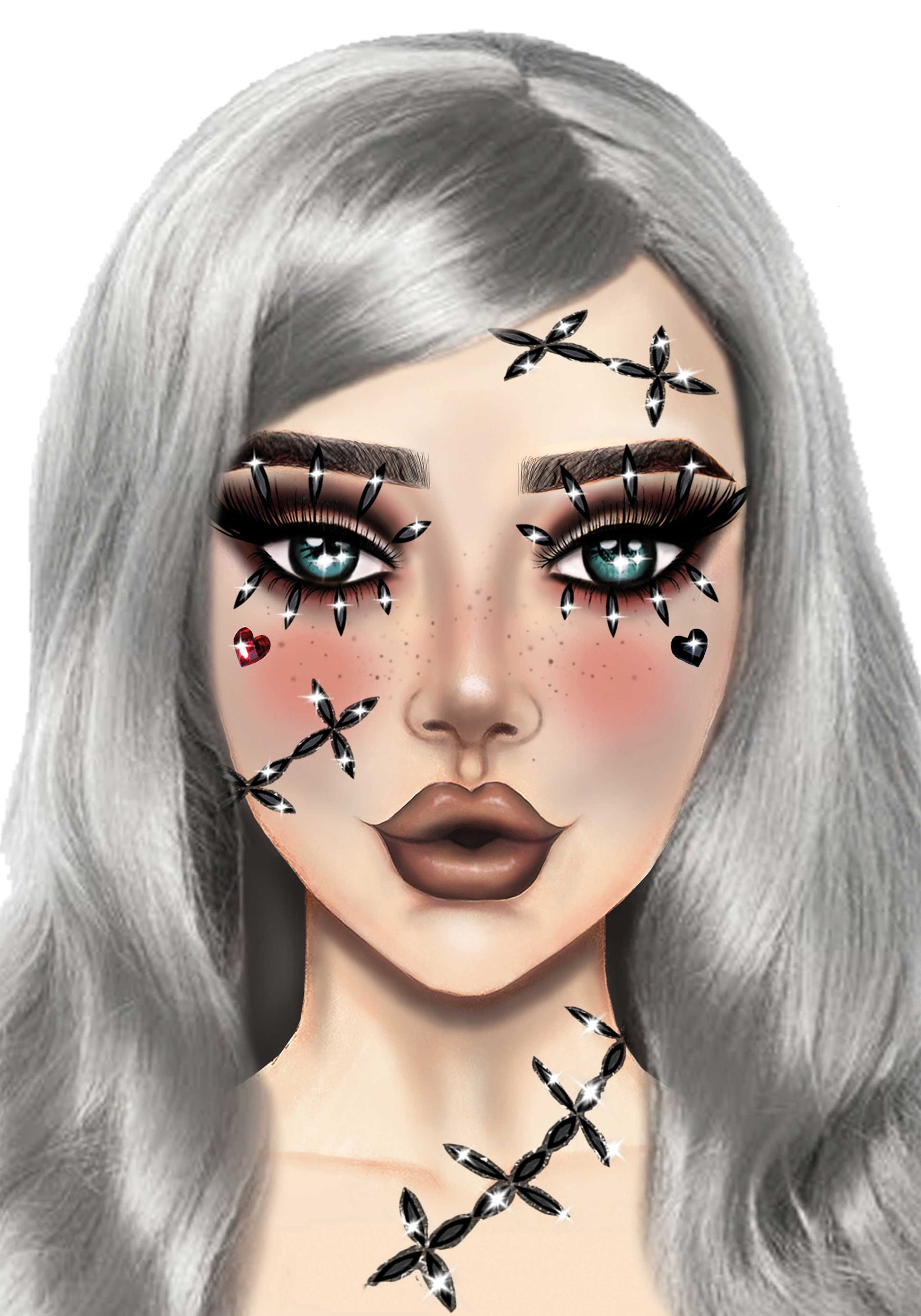 Leg Avenue Selbstklebende Strasssteine – Stitches Jewels Eye035 Body Sticker - Fasnacht24.ch