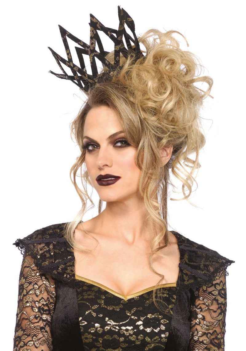 Leg Avenue Metallic Spitzen Kaiserkrone Gold Schwarz – elegante Kostümkrone von Leg Avenue