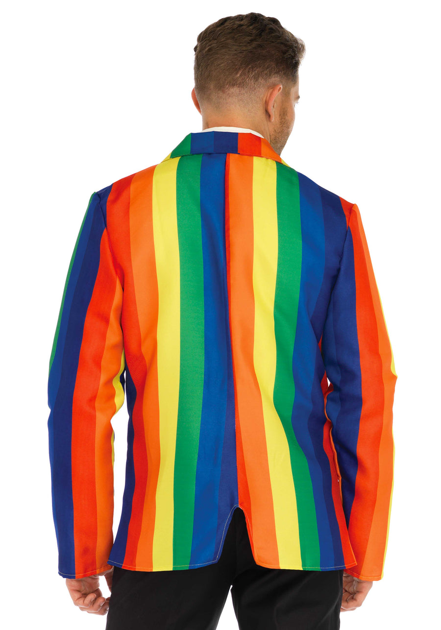 Leg Avenue Herren Regenbogen Gestreifter Anzug Jacke und Krawatte – Detailansicht