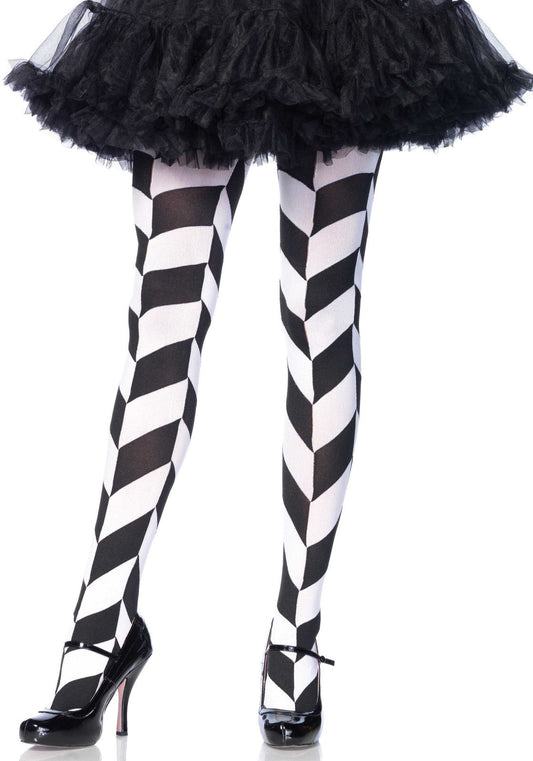 Leg Avenue Harlequina Deluxe Harlekin Strumpfhose – Schwarz-Weiß - Fasnacht24.ch