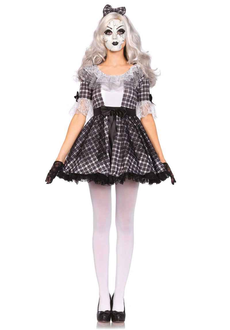 Leg Avenue Gothic Lolita Porzellan-Puppen Damenkostüm Schwarz-Weiss mit Kleid und Maske – Produktansicht