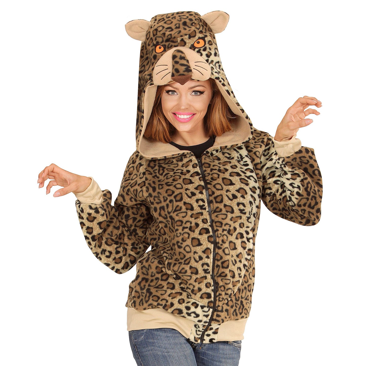 "LEOPARD" (Fleecejacke mit Kapuze) – Detailansicht