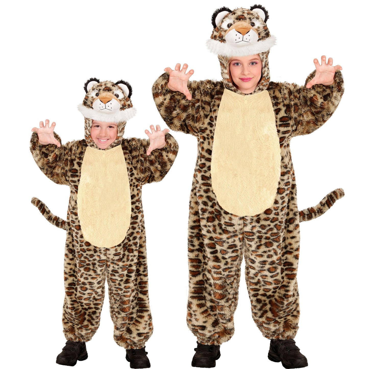 "LEOPARD SOFT PLÜSCHKOSTÜM" (Overall mit Kapuze und Maske) – Vorderansicht