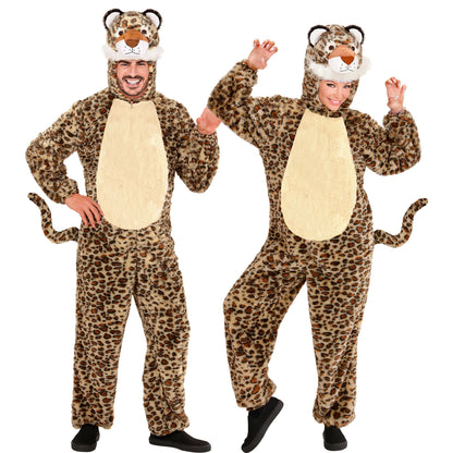 "LEOPARD SOFT PLÜSCHKOSTÜM" (Overall mit Kapuze) – Vorderansicht