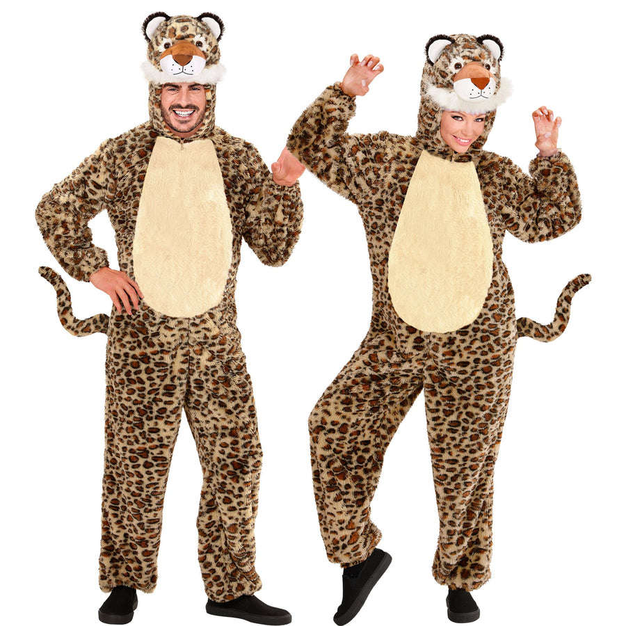 "LEOPARD SOFT PLÜSCHKOSTÜM" (Overall mit Kapuze) – Vorderansicht