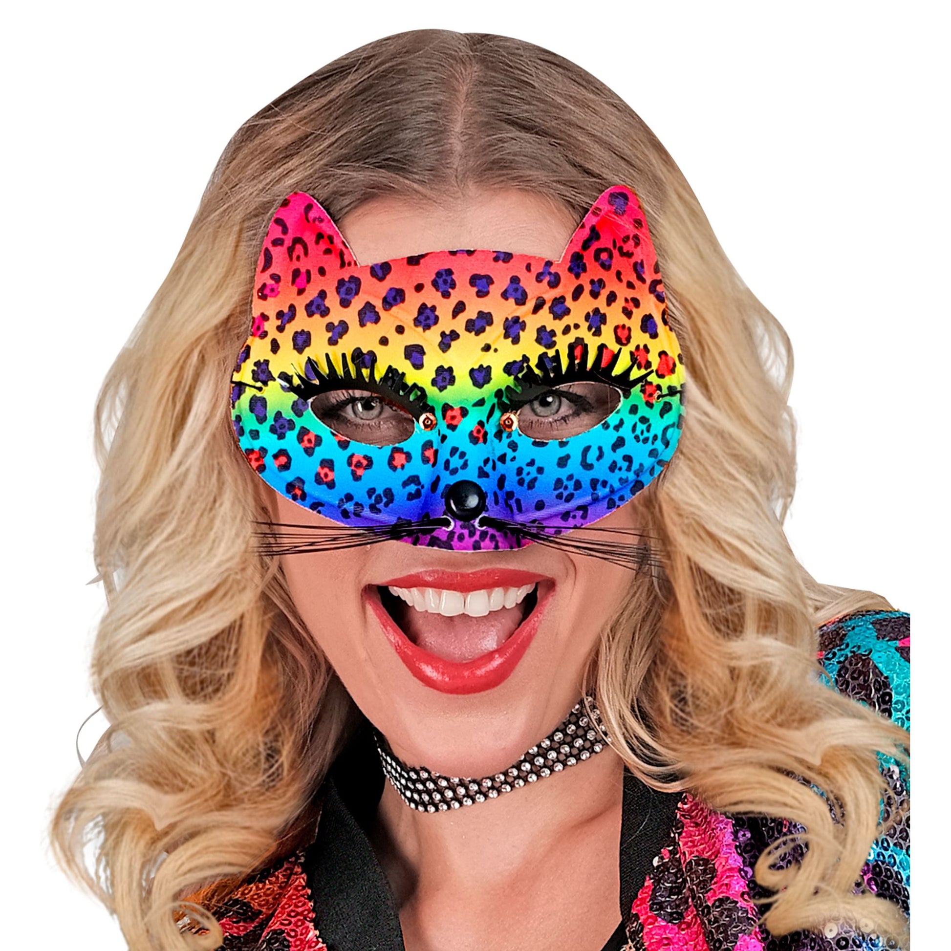 "LEOPARDENMASKE IN REGENBOGENFARBE" – Detailansicht