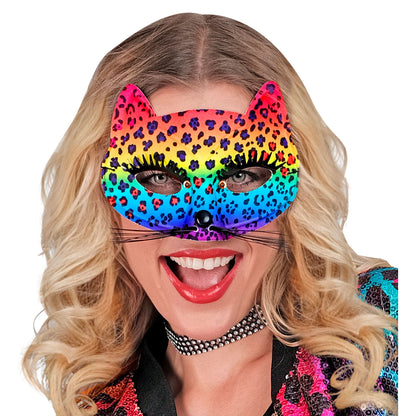 "LEOPARDENMASKE IN REGENBOGENFARBE" – Detailansicht