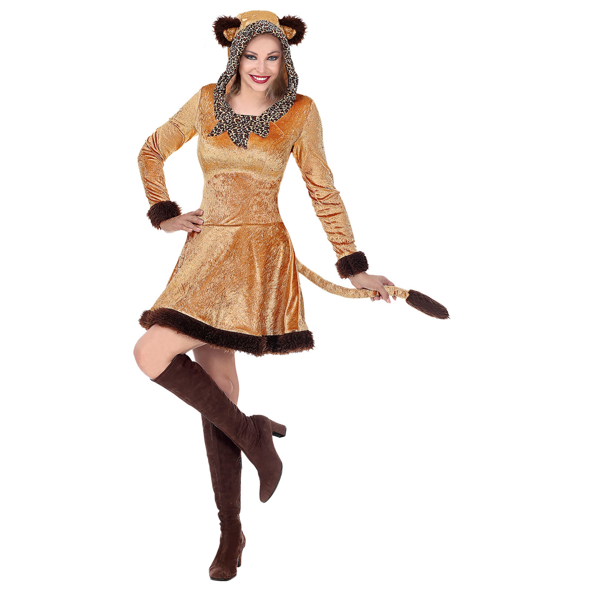 "LEOPARDIN" (Kleid mit Kapuze) – Vorderansicht