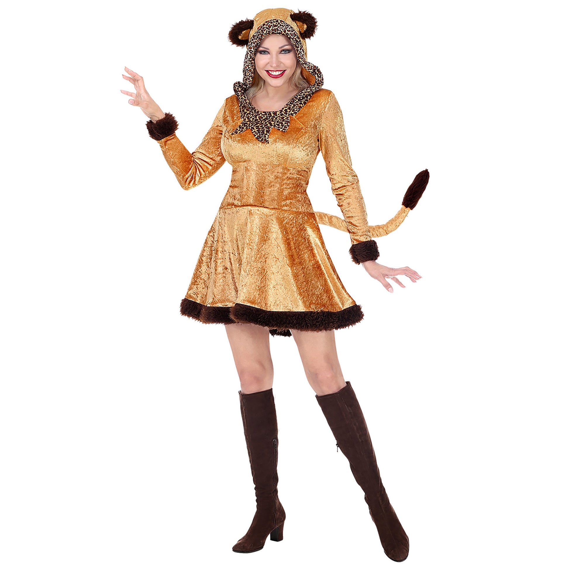 "LEOPARDIN" (Kleid mit Kapuze) – Detailansicht