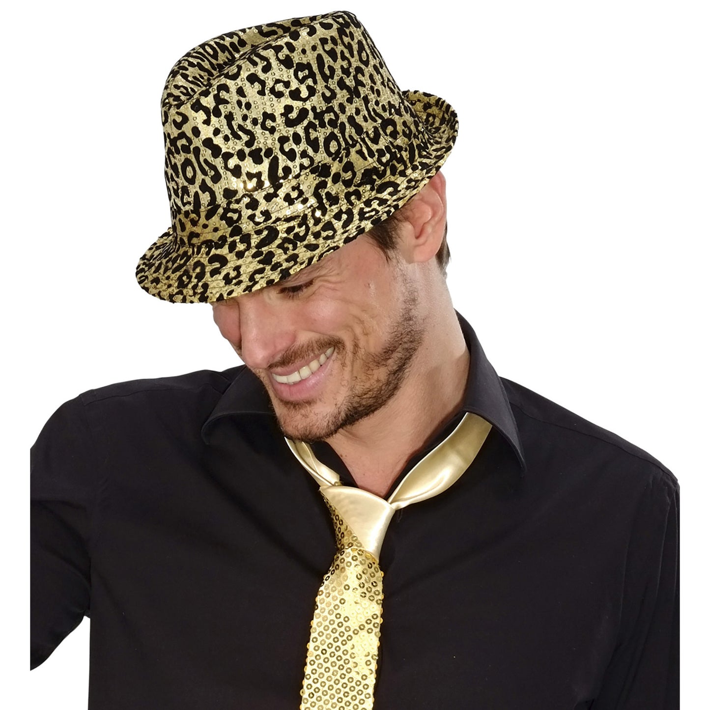 "LEOPARDMUSTER PAILLETTEN FEDORA" in 2 Farben sortiert – Ansicht 3