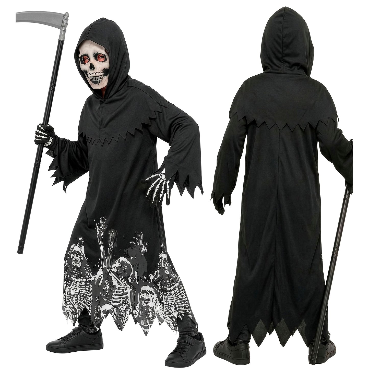 "LEUCHTENDER SENSEMANN" (Robe, Kapuze, Handschuhe, Maske, Sense) – Ansicht 4