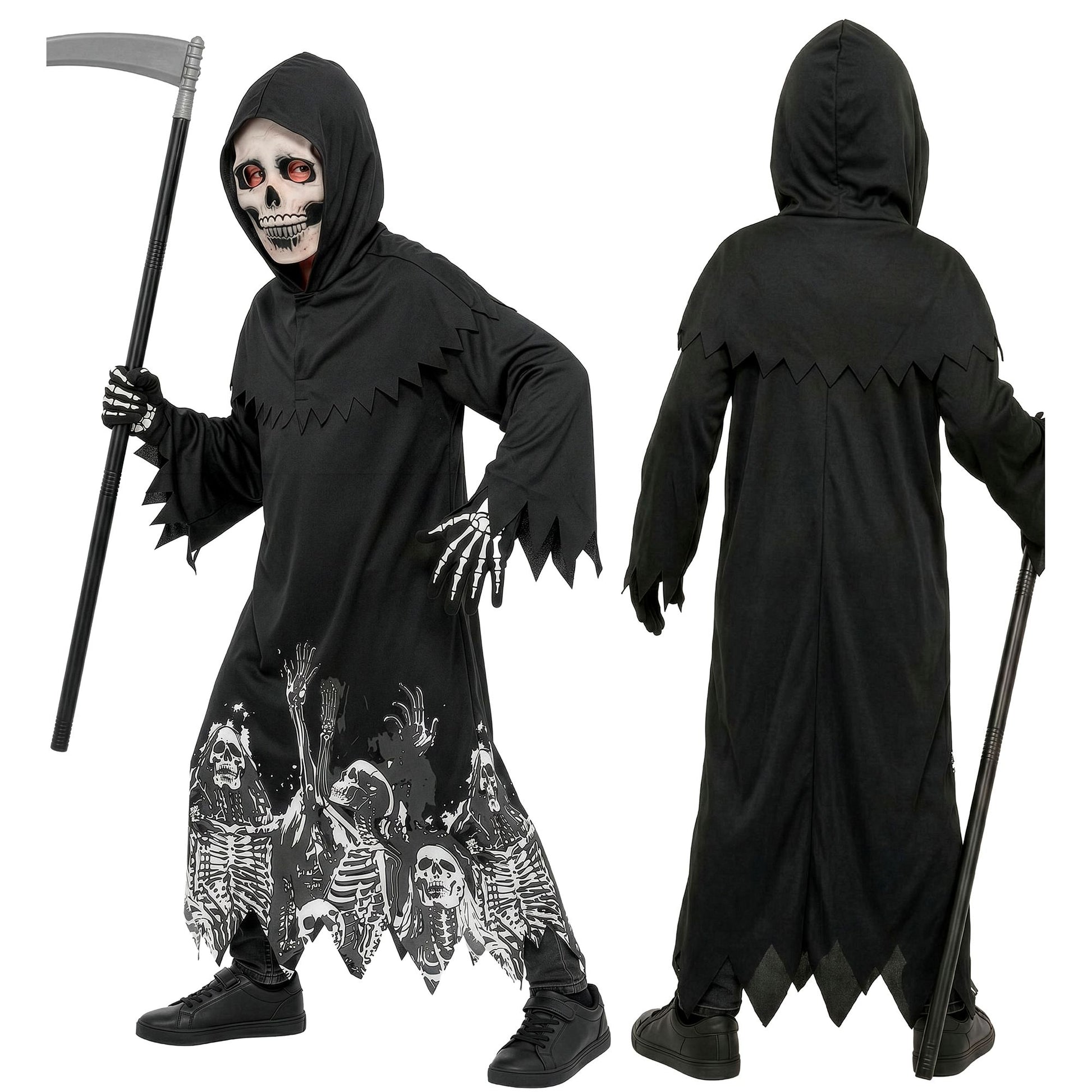 "LEUCHTENDER SENSEMANN" (Robe, Kapuze, Handschuhe, Maske, Sense) – Ansicht 4