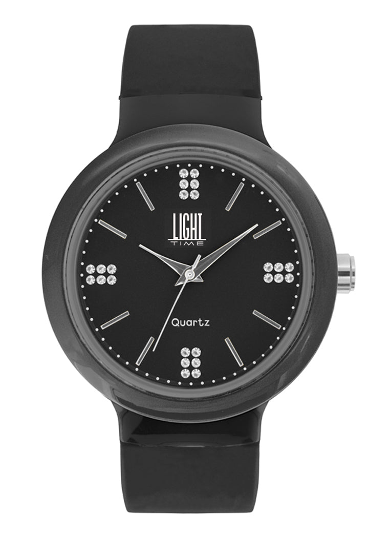 LIGHT TIME Mod. EUROPE Black / Strass L178B Quarzuhr Damen Armbanduhr Schwarz – Produktansicht