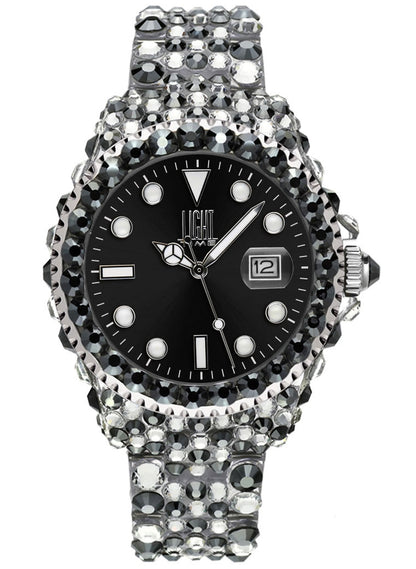LIGHT TIME Mod. MEDITERRANEO Black L602C Damen Quarzuhr 39 mm Schwarz – Produktansicht
