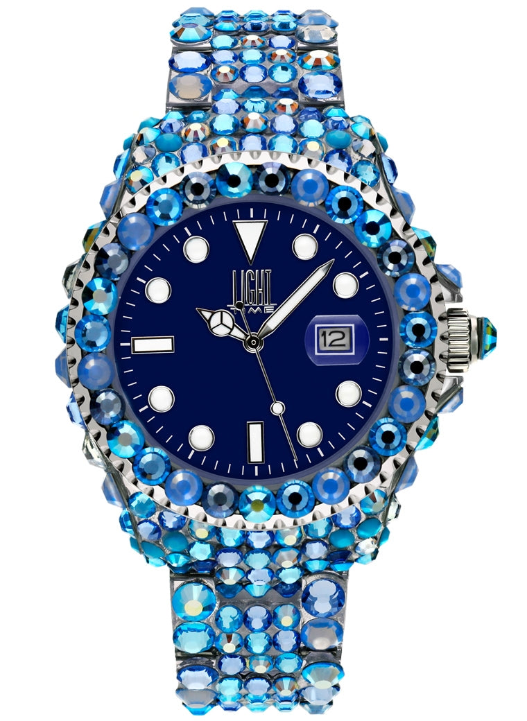 LIGHT TIME Mod. MEDITERRANEO Full Strass Blue L602I Damen Quarzuhr 39 mm – Produktansicht